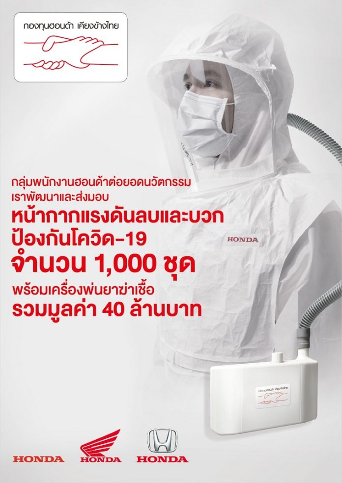 กองทุนฮอนด้าเคียงข้างไทย ร่วมต้านภัยโควิด-19 ระลอกใหม่ ผลิตและบริจาคนวัตกรรมหน้ากากแรงดันลบและบวก 1,000 ชิ้น