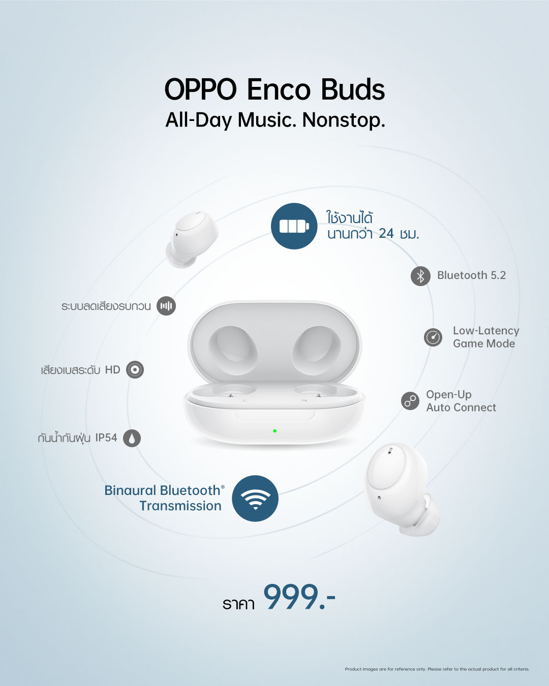 วางจำหน่ายแล้ววันนี้! OPPO Enco Buds หูฟังไร้สาย เสียงดี แบตอึด  ในราคาสุดคุ้มเพียง 999 บาท