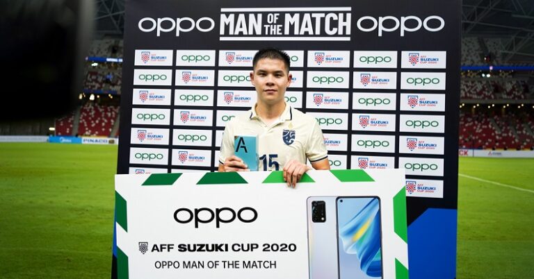 “นฤบดินทร์ วีรวัฒโนดม” ทีมชาติไทย คว้า “OPPO Man of the Match”  หลังโชว์ฟอร์มเด็ด เปิดฉากนำทีมเอาชนะแมตช์แรกใน AFF Suzuki Cup 2020