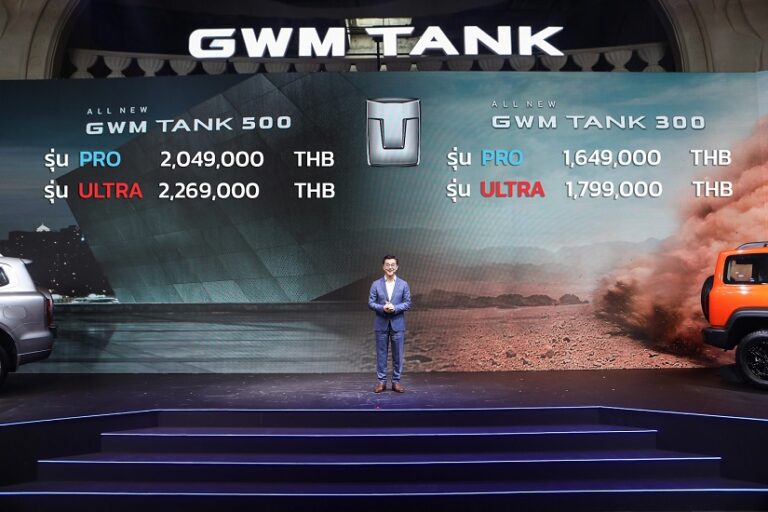 เกรท วอลล์ มอเตอร์ ประกาศราคาอย่างเป็นทางการรถยนต์เอสยูวีออฟโรดระดับพรีเมียม  All New GWM TANK 500 HEV เริ่มต้นที่ 2,049,000 บาท  และ All New GWM TANK 300 HEV ที่ 1,649,000 บาท